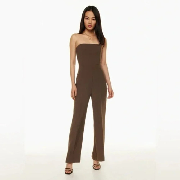 Aritzia Wilfred Endless Strapless Crepe Wide Leg Jumpsuit in Dark Navy Size 00 - Picture 3 of 9